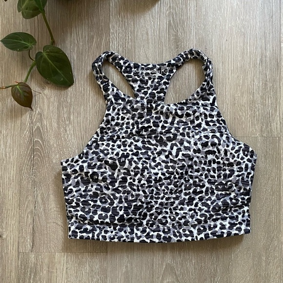 Outdoor Voices Move Free Crop Top Black White Leopard size S - Picture 1 of 6